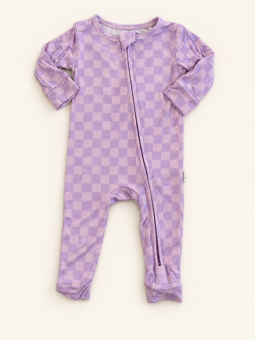 Pip & Phee Lilac Check Zip-Front Kids footless One-Piece